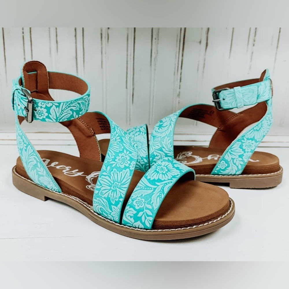Turquoise Floral Sandals